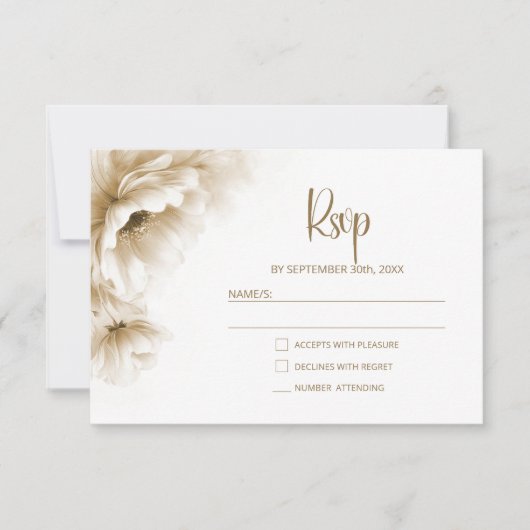 Rustic Neutral Floral Wedding RSVP (正面)
