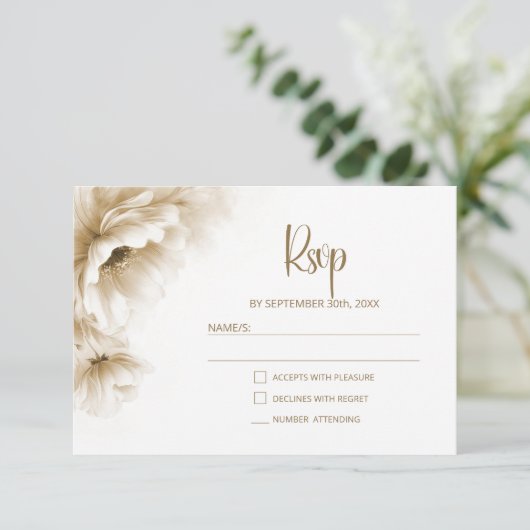 Rustic Neutral Floral Wedding RSVP (スタンド正面)