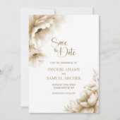 Rustic Neutral Floral Wedding Save the Date セーブザデート (正面)