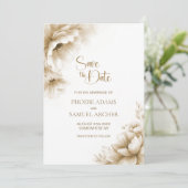 Rustic Neutral Floral Wedding Save the Date セーブザデート (スタンド正面)