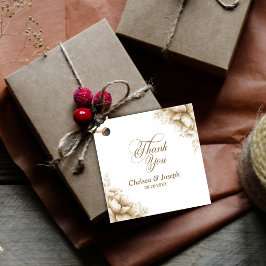 Rustic Neutral Floral Wedding Thank You フェイバータグ