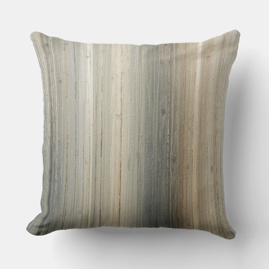 Rustic Neutral Gray Brown Abstract Stripe クッション (正面)