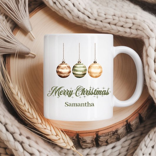 Rustic neutral Scandinavian style custom name Xmas コーヒーマグカップ
