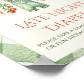 Rustic Neutral Sprout Baby Shower Diaper Fun ポスター (角)