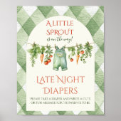 Rustic Neutral Sprout Baby Shower Diaper Fun ポスター (正面)