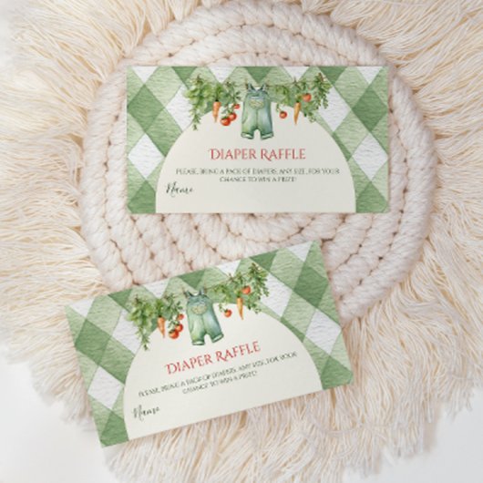 Rustic Neutral Sprout Baby Shower Diaper Raffle エンクロージャーカード