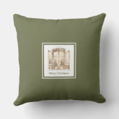 Rustic neutral tones family name Christmas gift   クッション (裏面)