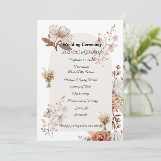 Rustic Neutral Wedding Program プログラム (スタンド正面)