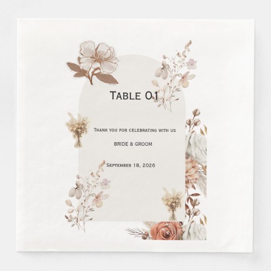 Rustic Neutral Wedding Table Numbers (正面)