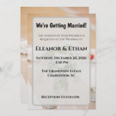 Rustic Neutral White Rose Burlap Mason Jar Wedding 招待状 (正面/裏面)