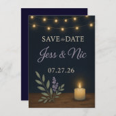 Rustic Night Glow Save the Date Card – Flat Card (正面/裏面)
