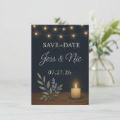 Rustic Night Glow Save the Date Card – Flat Card (スタンド正面)