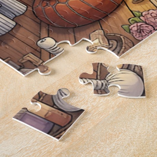 Rustic Night Spa Cozy Bathhouse Candles & Flowers ジグソーパズル (側面)