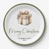Rustic Nordic Christmas Custom Family Paper Plates ペーパープレート (正面)