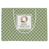Rustic Nordic Christmas Gift Bag Neutral Minimal ラージペーパーバッグ (正面)