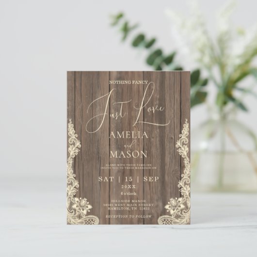 Rustic Nothing Fancy Just Love Wedding Invitation (スタンド正面)