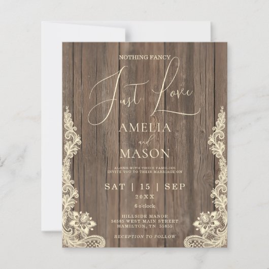 Rustic Nothing Fancy Just Love Wedding Invitation (正面)