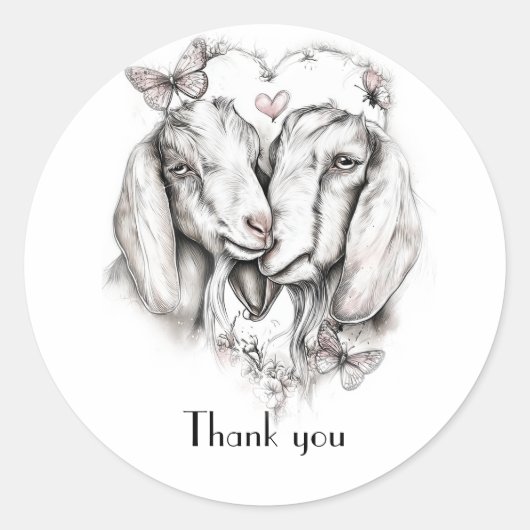 Rustic Nubian Goat Sketch  ラウンドシール (正面)