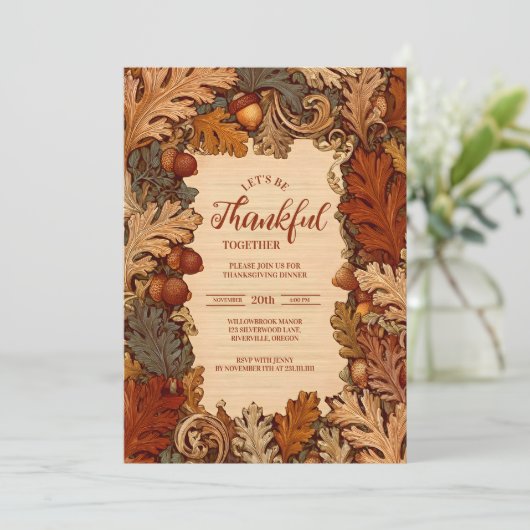 Rustic Oak Harvest Thanksgiving Celebration 招待状 (スタンド正面)