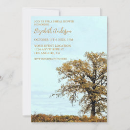 Rustic Oak Tree Autumn Bridal Shower 招待状