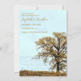 Rustic Oak Tree Autumn Wedding セーブザデート