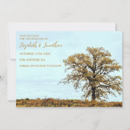 Rustic Oak Tree Autumn Wedding セーブザデート