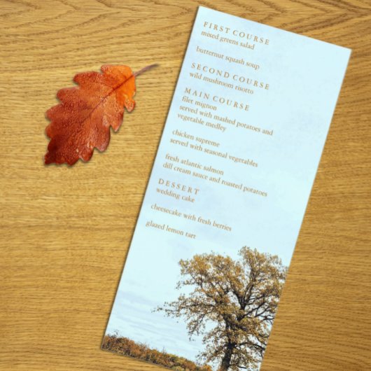 Rustic Oak Tree Autumn Wedding メニュー