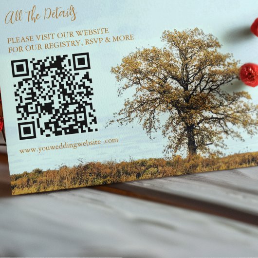 Rustic Oak Tree Autumn Wedding Details エンクロージャーカード