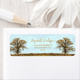 Rustic Oak Tree Autumn Wedding Return Address ラベル