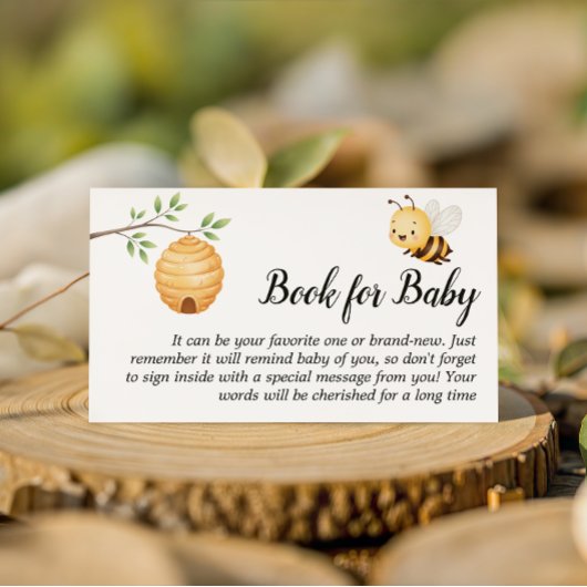 Rustic Oh Babee Honey Bee Book For Baby Shower エンクロージャーカード