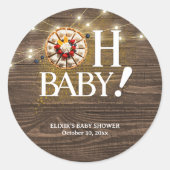 Rustic Oh Baby Cutie Pie Baby Shower ラウンドシール (正面)
