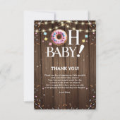 Rustic Oh Baby Donut & Sprinkle Kawaii Baby Shower サンキューカード (正面)