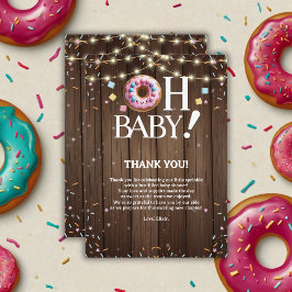 Rustic Oh Baby Donut & Sprinkle Kawaii Baby Shower サンキューカード