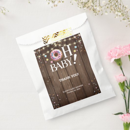 Rustic Oh Baby Donut & Sprinkle Kawaii Baby Shower フェイバーバッグ (封をした状態)