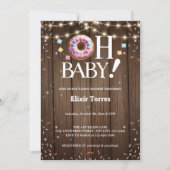 Rustic Oh Baby Donut & Sprinkle Kawaii Baby Shower 招待状 (正面)