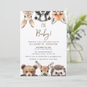 Rustic Oh Baby Forest Woodland Animals Baby Shower 招待状 (スタンド正面)