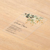 Rustic Olive Branch Leaves Bridal Shower アクリル招待状 (レイダウン)