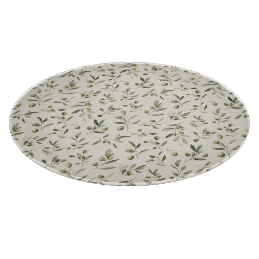 Rustic Olive Branch Mediterranean Pattern カッティングボード (角)