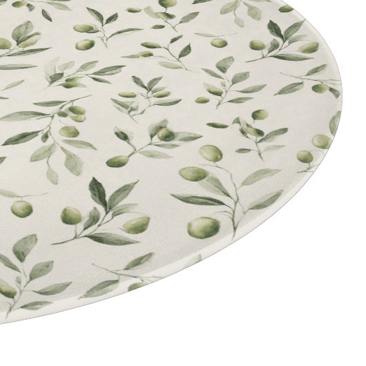Rustic Olive Branch Mediterranean Pattern カッティングボード (角)