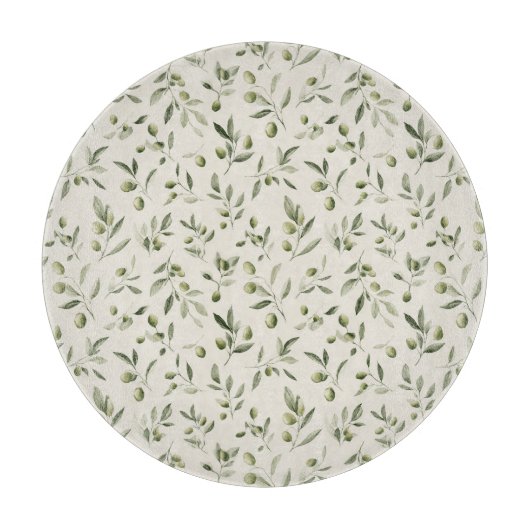 Rustic Olive Branch Mediterranean Pattern カッティングボード (正面)