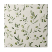 Rustic Olive Branch Mediterranean Pattern