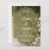 Rustic Olive Green Floral Photo Wedding Invitation 招待状 (正面)