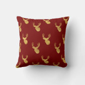 Rustic Olive Green Gold Deer Christmas クッション (裏面)