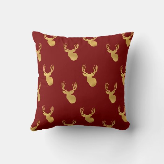 Rustic Olive Green Gold Deer Christmas クッション (裏面)