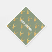 Rustic Olive Green Gold Deer Christmas スタンダードランチョンナプキン (角)