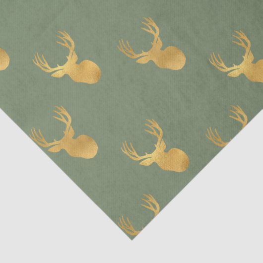 Rustic Olive Green Gold Deer Christmas 薄葉紙 (詳細)