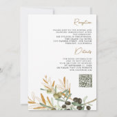 Rustic Olive Leaves オールインワンQRコード ウェディング 招待状 (裏面)