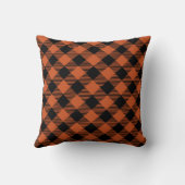 Rustic orange & Black Small Plaid Throw Pillow クッション (裏面)