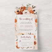 Rustic Orange Boho | Watercolor Blush Wedding オールインワン招待状 (内側)