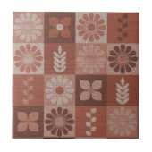 Rustic Orange Brown Burlap Pattern Ceramic Tile タイル (正面)